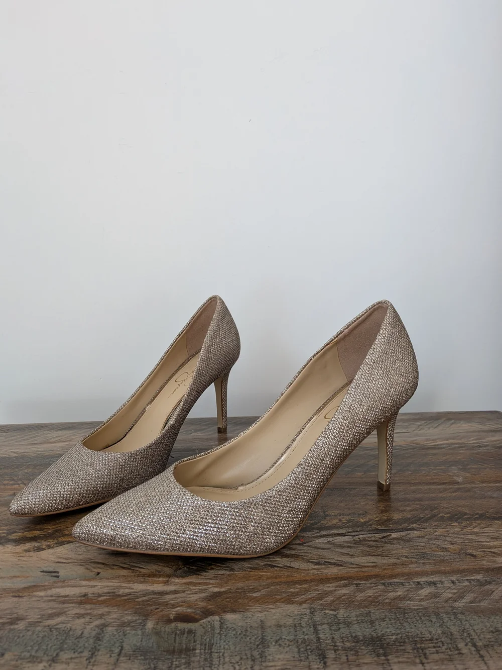 Jessica Simpson Glitter Pointed-Toe Pumps - Champagne